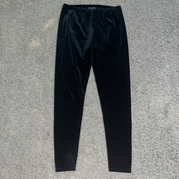 Eileen Fisher Stretch Velvet Knit Ankle Length Leggings Black Small - Picture 4 of 10